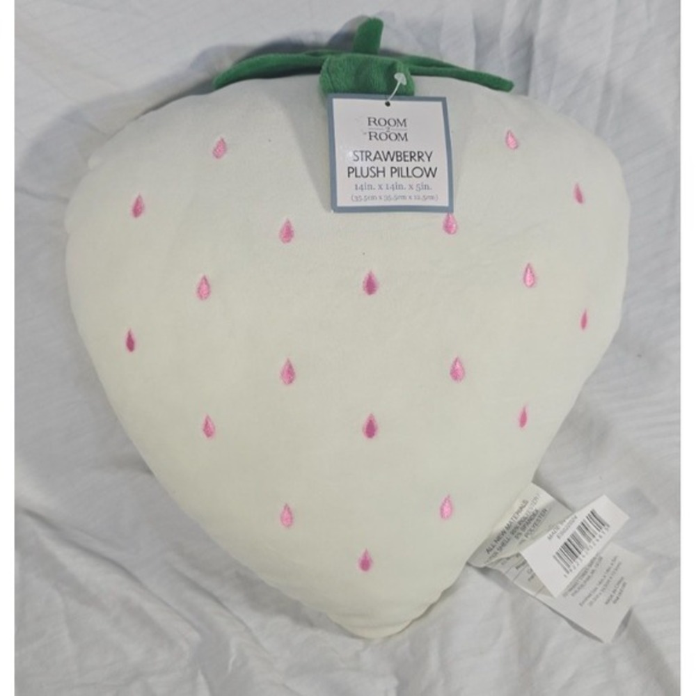 White Strawberry plush accent Pillow 12 Inch‎ ultra soft Room 2 Room